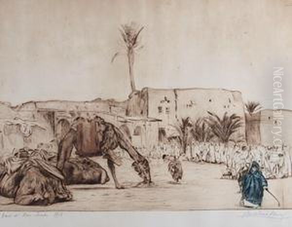 Oasi Di Bou-sada, Algeria Oil Painting by Anselmo Bucci