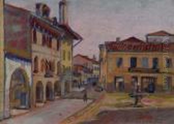 Feltre. Via Mezzaterra Oil Painting by Anselmo Bucci
