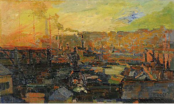 Tramonto Sul Porto Di Genova Oil Painting by Anselmo Bucci