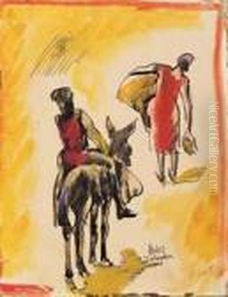 Zaragoza Oil Painting by Anselmo Bucci