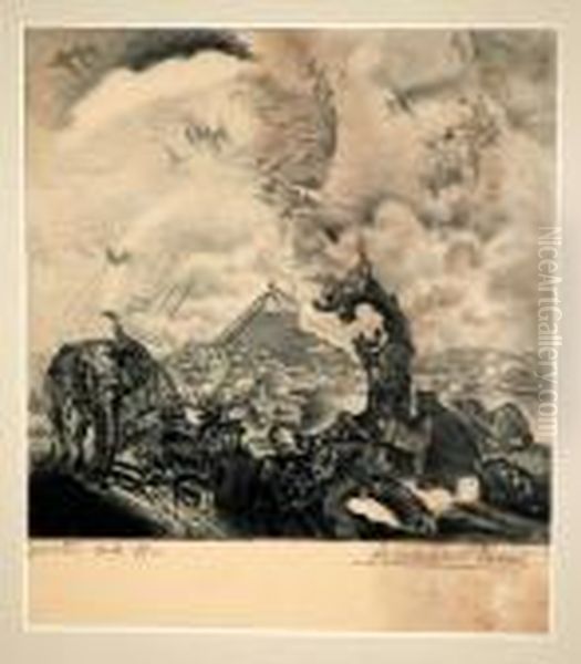 Uscita Dall'arca Oil Painting by Anselmo Bucci