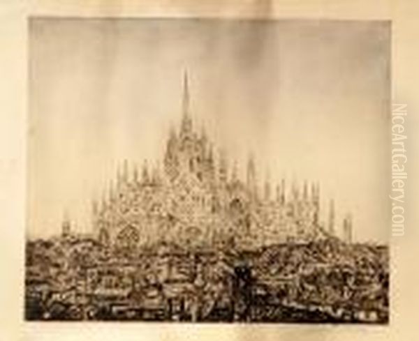 Scorcio Delduomo Oil Painting by Anselmo Bucci