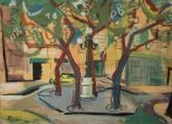 Piazza Parigina Oil Painting by Anselmo Bucci