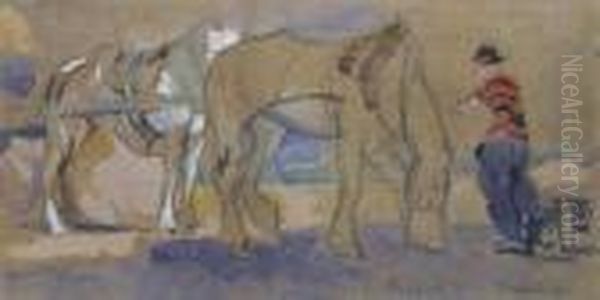 Carro Con Cavalli Oil Painting by Anselmo Bucci