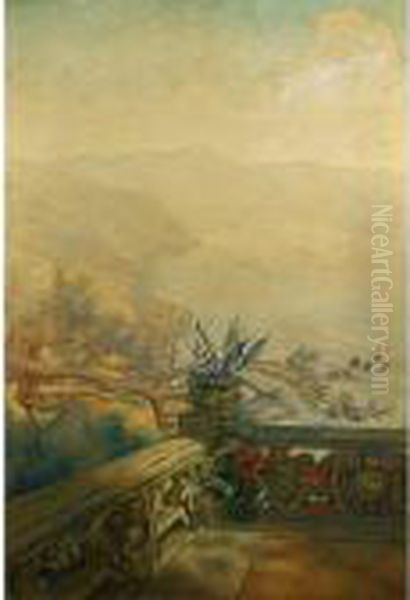 Terrazza Sul Lago Di Como Oil Painting by Anselmo Bucci