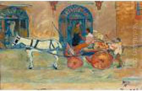 La Vettura Del Macellaio Oil Painting by Anselmo Bucci