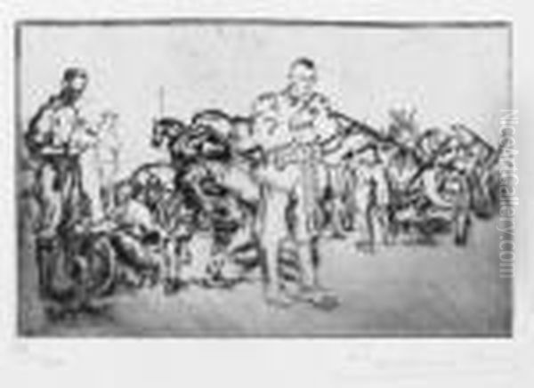 Volontaires Cyclistes 1919 Oil Painting by Anselmo Bucci