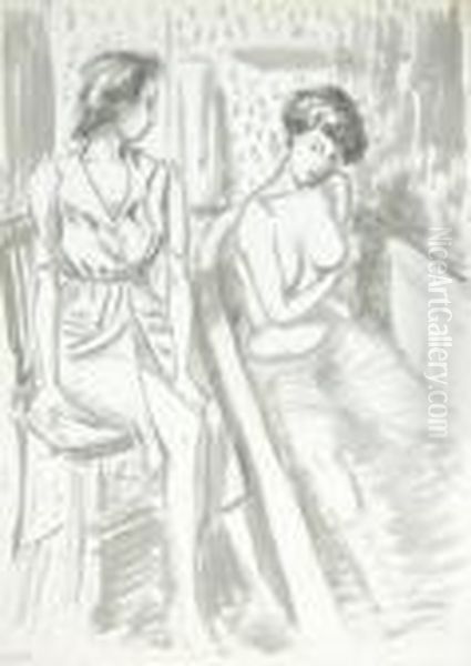 Untitled (the Bathroom), 1946 Oil Painting by John Buckland-Wright