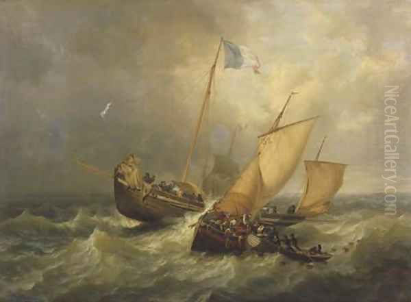 Une bataille sur Mer Oil Painting by Henri Le Hon