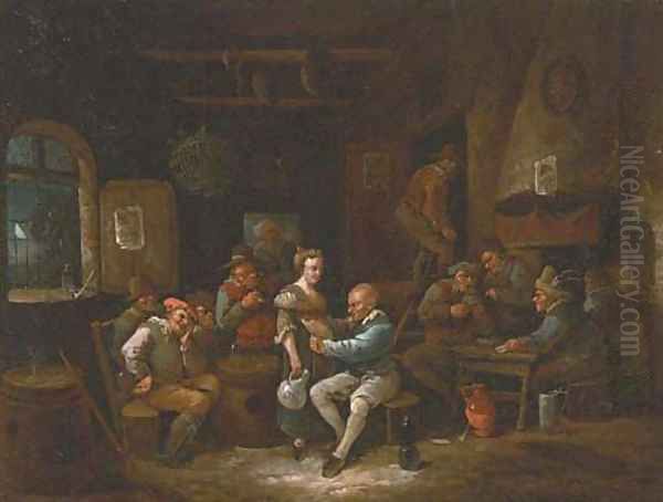 Boors drinking and gambling in a tavern Oil Painting by Egbert van, the Younger Heemskerck