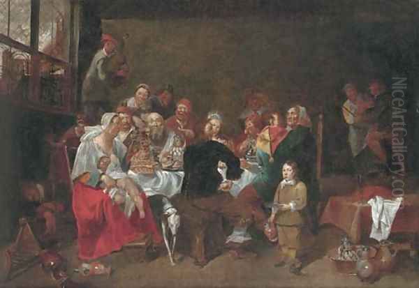 The Bean King Oil Painting by Matheus van Helmont