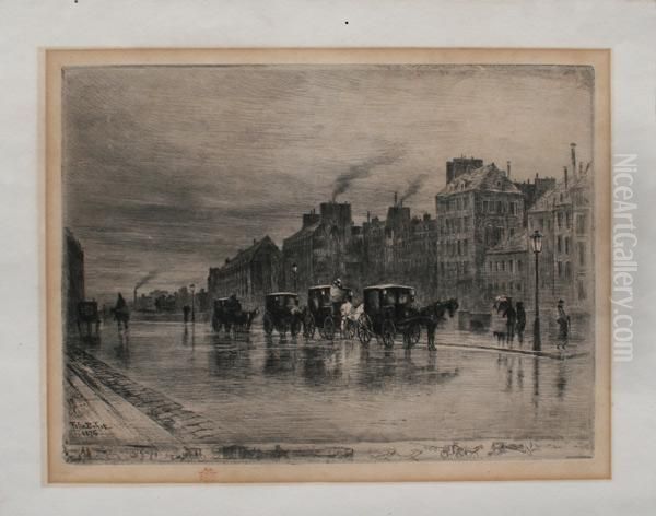 Une Matinee
D'hiver Au Quat De L'hotel-dieu Oil Painting by Felix-Hilaire Buhot