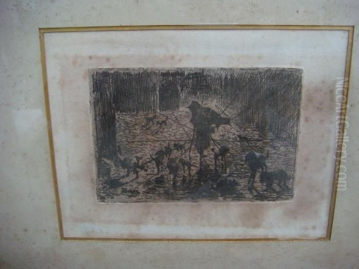 Les Noctambules Oil Painting by Felix-Hilaire Buhot