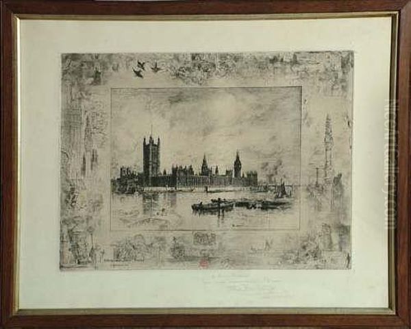 Signed In Pencil And Dedicated A
 Miss Hubert Hommage Reconnaissant En De Voire And Dated 1897, Also 
Bearing The Artists Monogram And Owl Studio Stamp In Red; Published 
1884. See Illustration Oil Painting by Felix-Hilaire Buhot