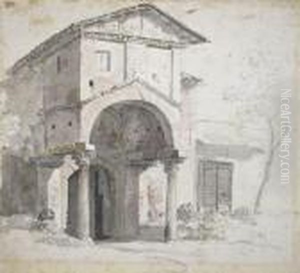 Italienische Villa Mit Rundbogen Uber Kannelierten
Saulen Oil Painting by Heinrich Burkel