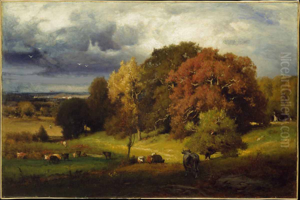 Autumn Oaks Oil Painting by George Inness
