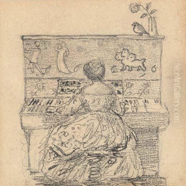 Georgiana Burne-jones At The Piano Oil Painting by Sir Edward Coley Burne-Jones