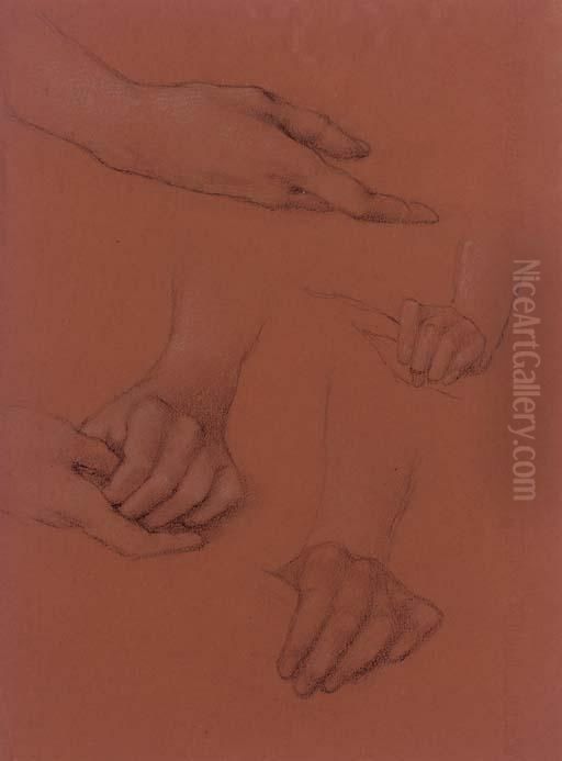 Study Of Hands For The Portrait Of Amy Gaskell Oil Painting by Sir Edward Coley Burne-Jones