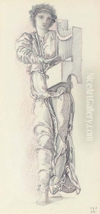 St Cecilia Oil Painting by Sir Edward Coley Burne-Jones