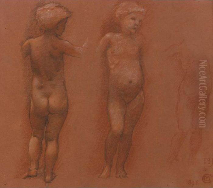 Studies Of A Nude Child Oil Painting by Sir Edward Coley Burne-Jones
