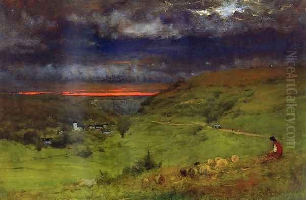 Sunset At Etretat Oil Painting by George Inness