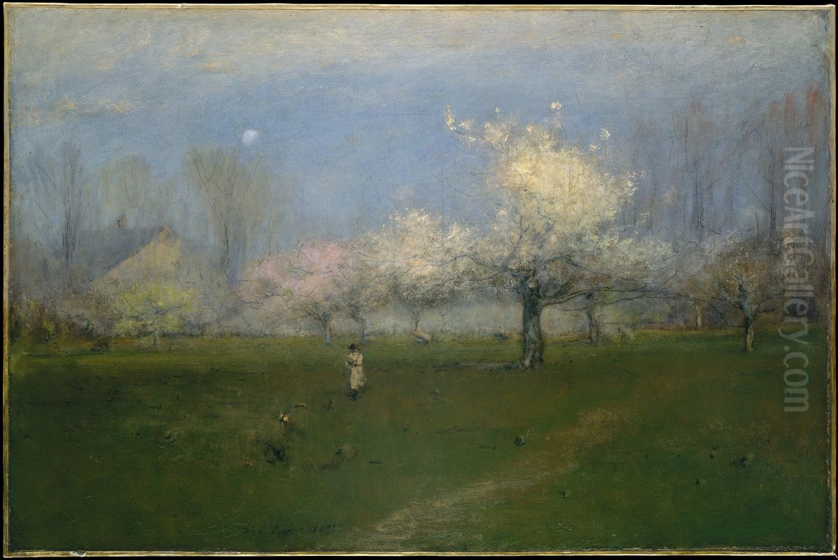 Spring Blossoms, Montclair, New Jersey Oil Painting by George Inness