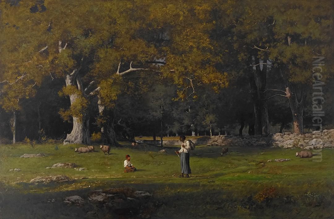 An Old Roadway Oil Painting by George Inness