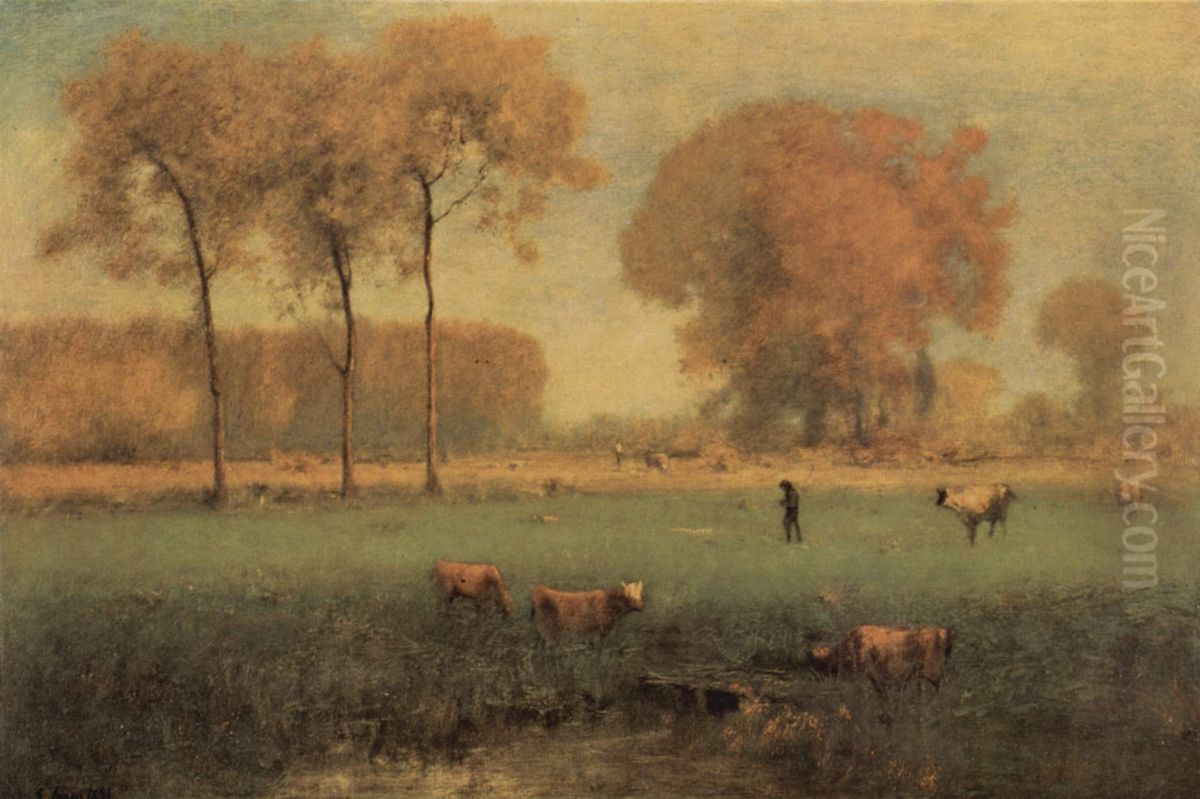 Altweibersommer Oil Painting by George Inness