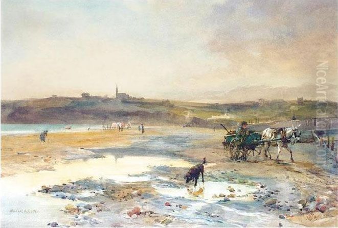 Tramore Strand, Low Water Oil Painting by Mildred Anne Butler