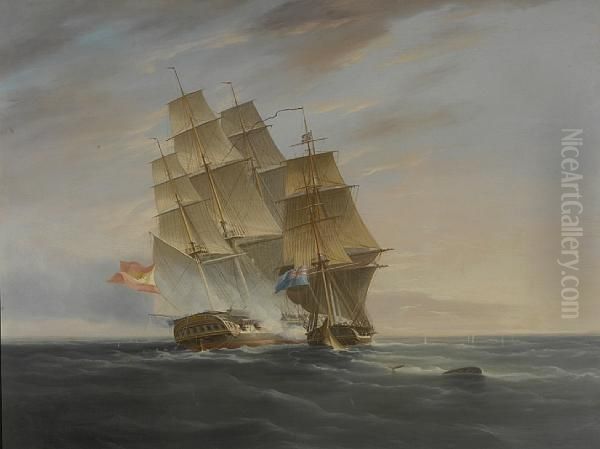 The Capture Of The 
Veloz Passagra 
 Unsigned Oil Painting by Thomas Buttersworth