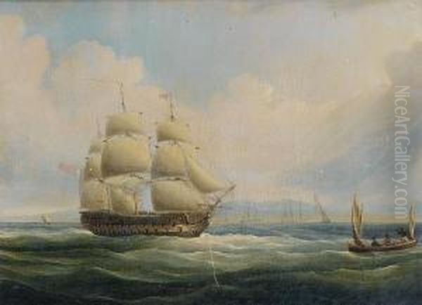H.m.s. 
Blake Oil Painting by Thomas Buttersworth