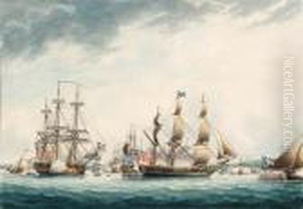 Ships Of The Line
Signed 't Buttersworth 95' (lower Left) Oil Painting by Thomas Buttersworth
