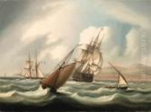 1st Rater And Other Shipping Off The Spanish Coast
Signed 't Buttersworth' (lower Left) Oil Painting by Thomas Buttersworth