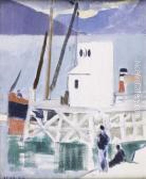 The Pier At Cove, Loch Long Oil Painting by Francis Campbell Boileau Cadell