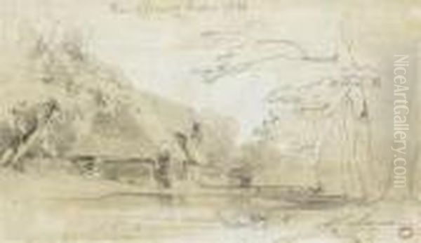 Route De Berne Oil Painting by Alexandre Calame