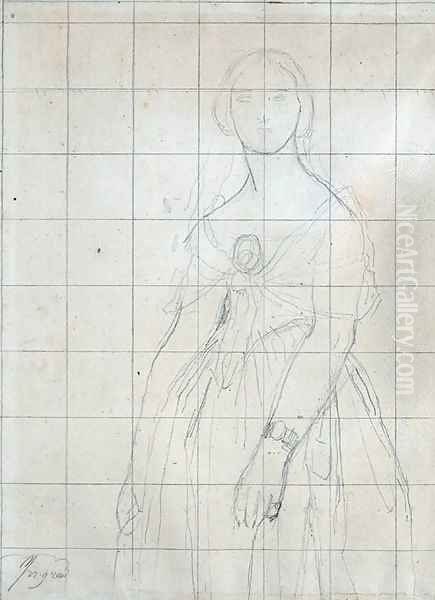 Study for the portrait of Madame Moitessier Oil Painting by Jean Auguste Dominique Ingres