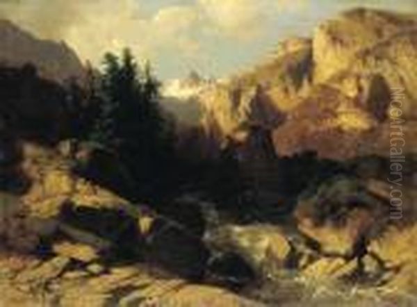 Gebirgslandschaft Oil Painting by Alexandre Calame