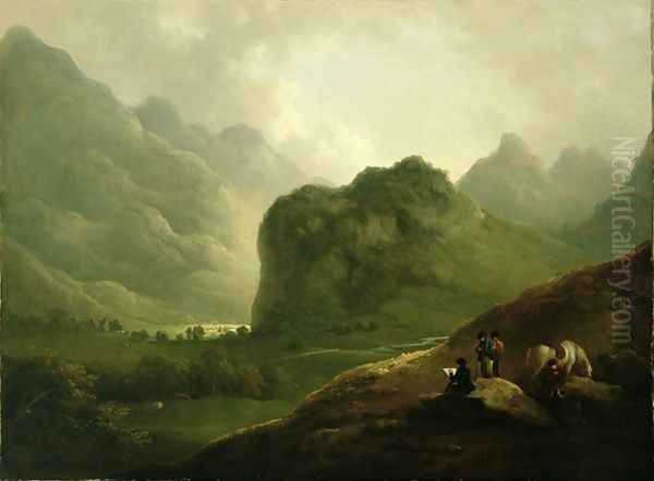 A Sketching Party in the Pass at Borrowdale Oil Painting by Julius Caesar Ibbetson