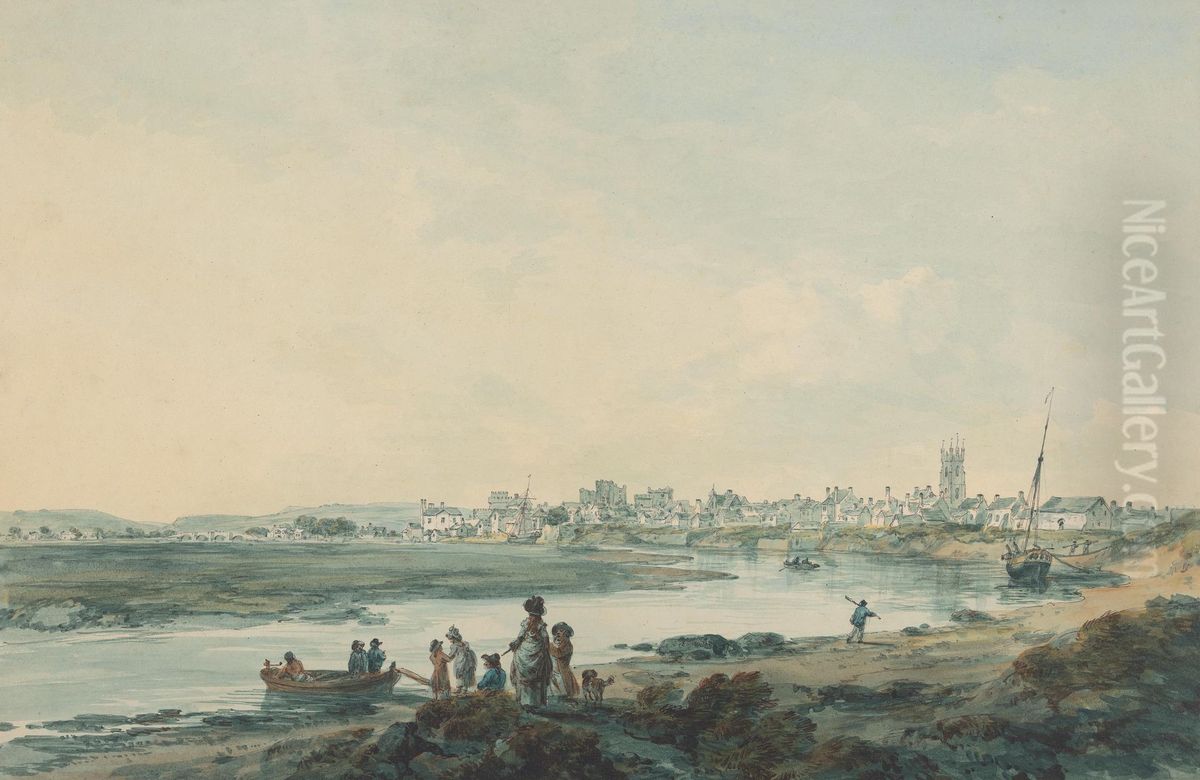 Cardiff from the South Oil Painting by Julius Caesar Ibbetson