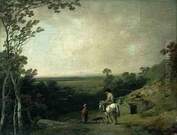 Landscape with Figures Oil Painting by Julius Caesar Ibbetson