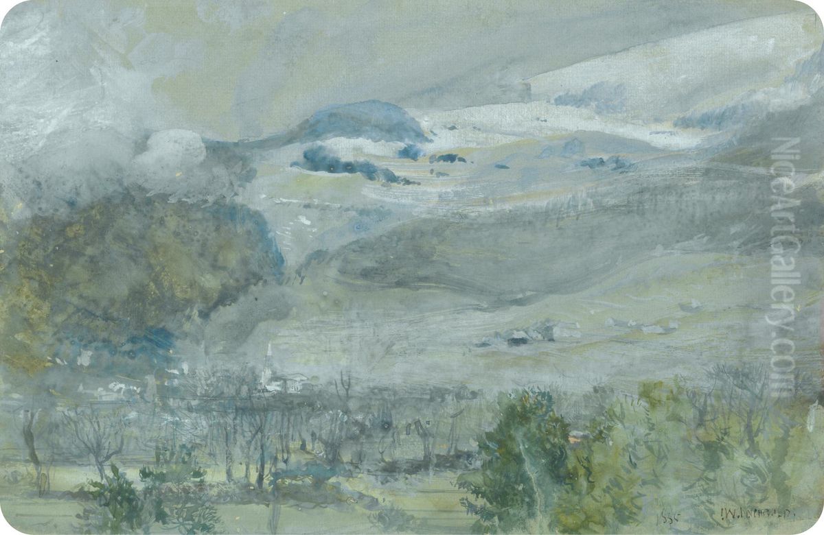 Swiss Valley Landscape Oil Painting by John William Inchbold