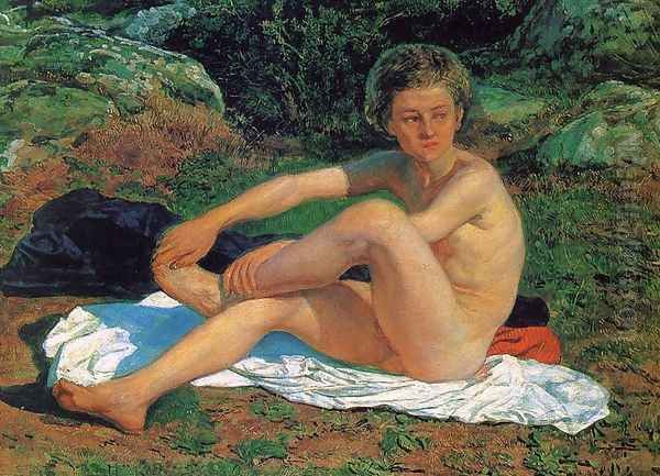 Nude Boy 1840s-1850s Oil Painting by Alexander Ivanov
