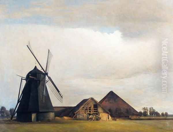 Windmill (Vindm&oslash;lle) Oil Painting by Peder Vilhelm Ilsted