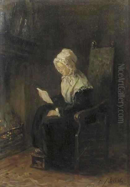 Reading a letter Oil Painting by Jozef Israels