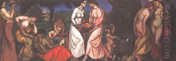 Painting for the Schiffer Villa 1912 Oil Painting by Bela Ivanyi Grunwald