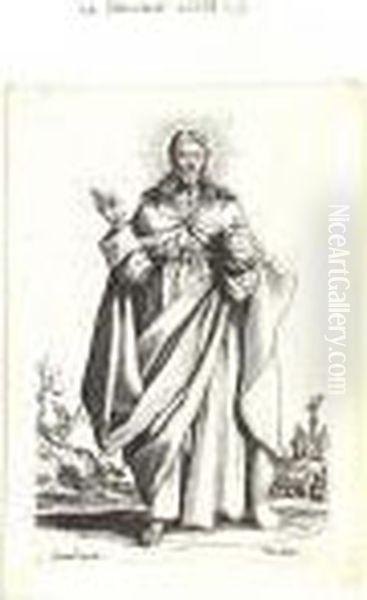 Les Grands Apotres Debout, 
Representant Le Sauveur, La Bienheureuse Marie Et Les Saints Apotres (l.
 1297-1312) Oil Painting by Jacques Callot