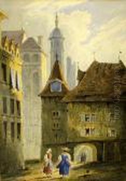 Continental Town Scene Oil Painting by William Callow