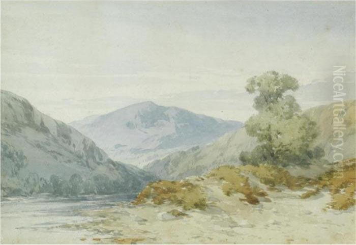 A River Landscape Oil Painting by William Callow