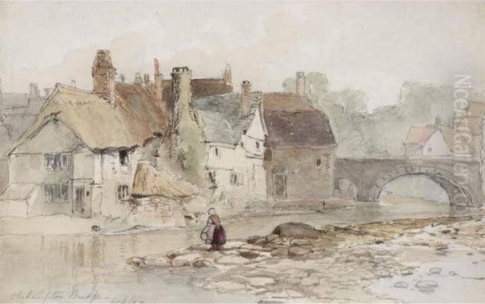 Okehampton Bridge Oil Painting by William Callow