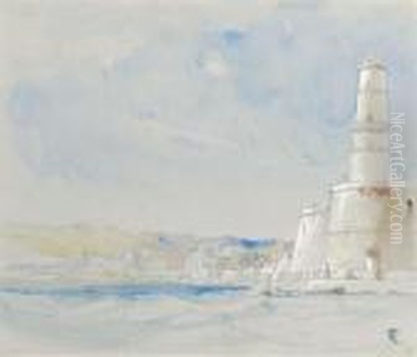 Port De Marseilles, France Oil Painting by William Callow